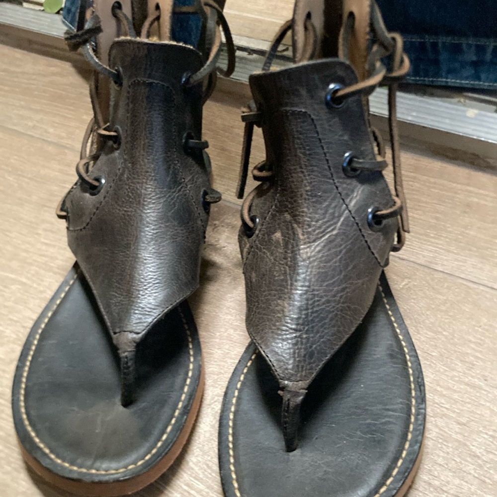Free People Baske Nomad Black Leather Sandals Size 8.5